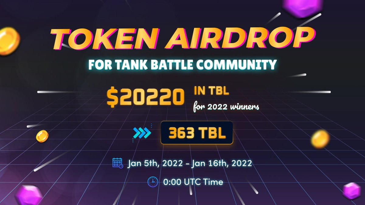 🔰 Tank Battle Airdrop
🎁 Reward Pool: $20,220 Woth of $TBL
👥 Referral: +5 Entry
🧶 Rate: ⭐️⭐️⭐️⭐️⭐️
🗓 End Date: 16st January, 2022

📚 Airdrop Link: onetask.io/ref/4Z41-R18PK…

📡 Website: tankbattle.co #AirdropRampage