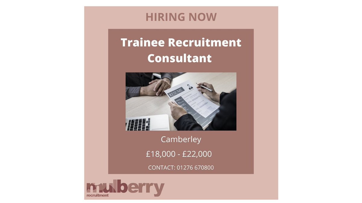 MulberryRecruit's tweet photo. Have you ever thought about a career in recruitment? Join our team and give us a call for more info📲 #recruitmentlife #recruitment #team https://t.co/ErfEaz9qkc