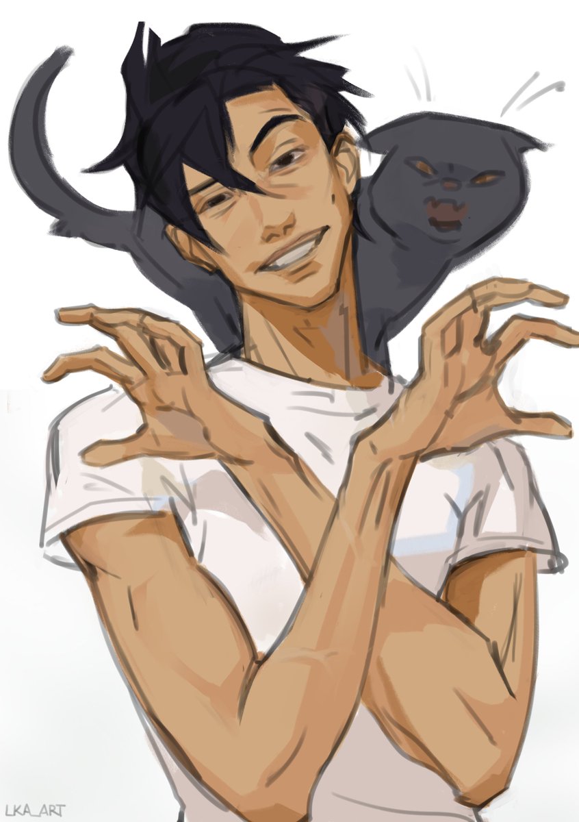Lka_art's tweet photo. Neko Neko. 
#Kuroo #Kenma https://t.co/s3rzrn9JBs