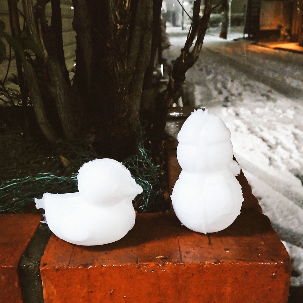 tome3wanoutenki's tweet photo. 雪遊び☃️
数年振りに雪だるまと雪アヒルをあちこちに量産。
楽しかった。
#雪だるま #snowman #スノーボールメーカー #snowballmaker https://t.co/9xlYhi2stF