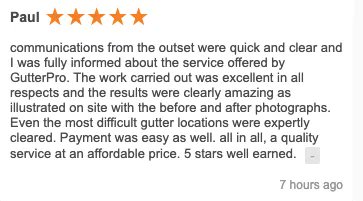GutterProSophie's tweet image. Thanks for the review Paul 😀

#guttercleaning #gutterpro
