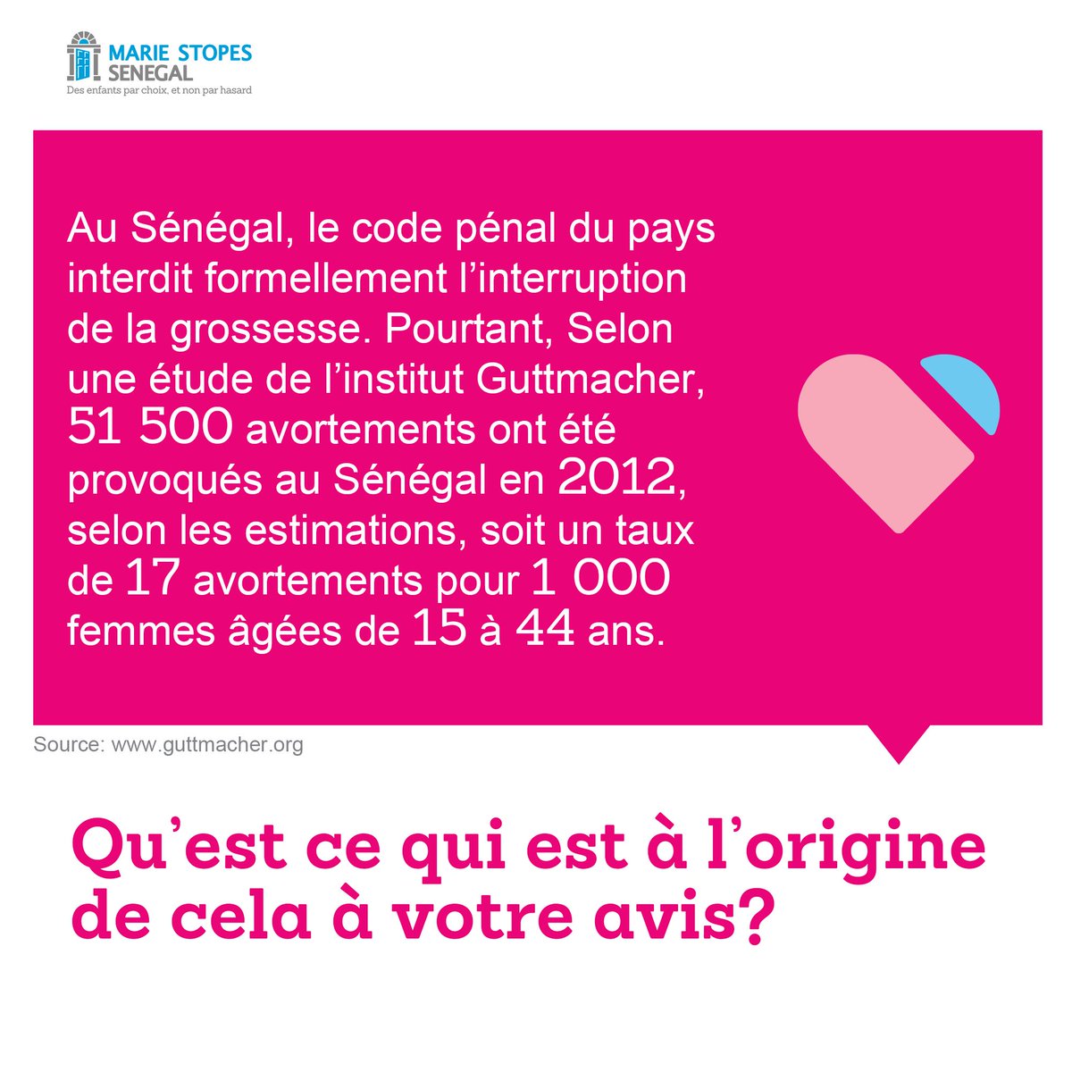 Marie Stopes Sénégal (@msisenegal) on Twitter photo Q1: Qu’elles sont les causes des avortements clandestins?
#unsafeabortion #avortementclandestin <a href="/renpesnationale/">RENPES</a> <a href="/ANJSRPF/">YOUTH ALLIANCE SRHR SENEGAL</a> @RESOPOPDEV_sn <a href="/ShedecidesSN/">Shedecides Sénégal</a> <a href="/YWASN/">YWA SENEGAL</a> Q1: Qu’elles sont les causes des avortements clandestins?
#unsafeabortion #avortementclandestin <a href="/renpesnationale/">RENPES</a> <a href="/ANJSRPF/">YOUTH ALLIANCE SRHR SENEGAL</a> @RESOPOPDEV_sn <a href="/ShedecidesSN/">Shedecides Sénégal</a> <a href="/YWASN/">YWA SENEGAL</a>