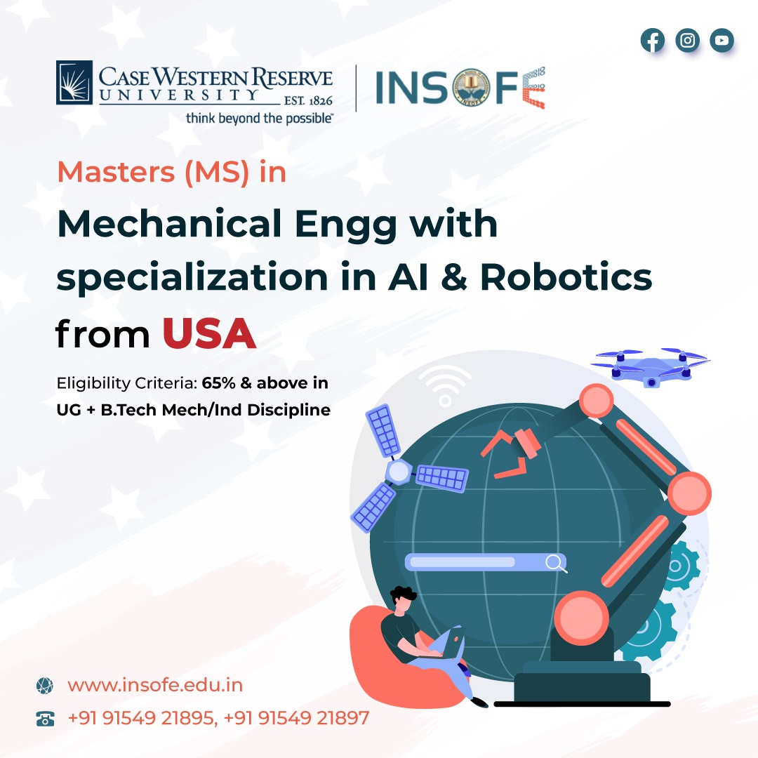 upGrad_INSOFE's tweet photo. Apply Now: https://t.co/oSushsuy5q
Become a certified Mechanical Engineer with a dual specialization course of MS in Mechanical Engineering with a specialization in AI and Robotics.
Batch Start: 17-Jan-22
Intake: Spring 2022
#INSOFE #CWRU #MSPrograms #Masters #AI #studyabroad https://t.co/i33wFKedSv