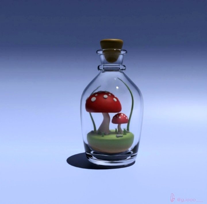3D mushrooms in a bottle 
#blender #3dart