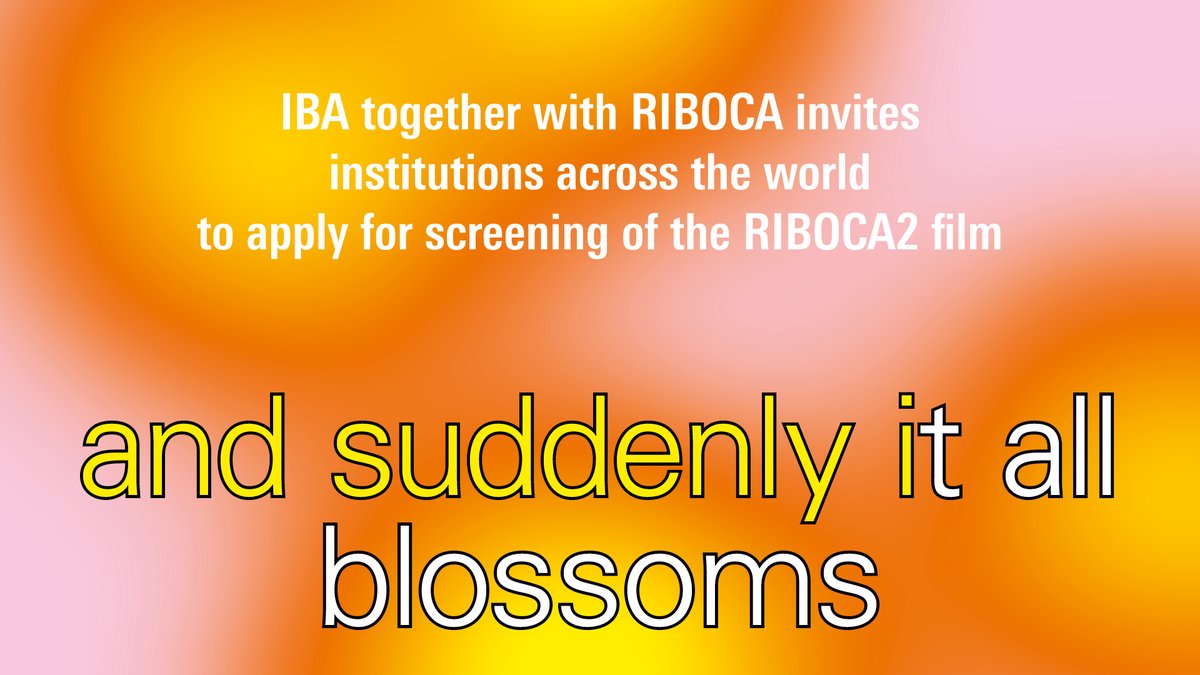 Together with <a href="/RigaBiennial/">RIBOCA</a> we as #IBA are inviting cultural and art institutions across the world to apply for screening of the #RIBOCA2 film 'and suddenly it all blossoms'. 
For more info and all the contacts to apply visit
ow.ly/nxs250HohY7
#BiennialAssociation #RIBOCA