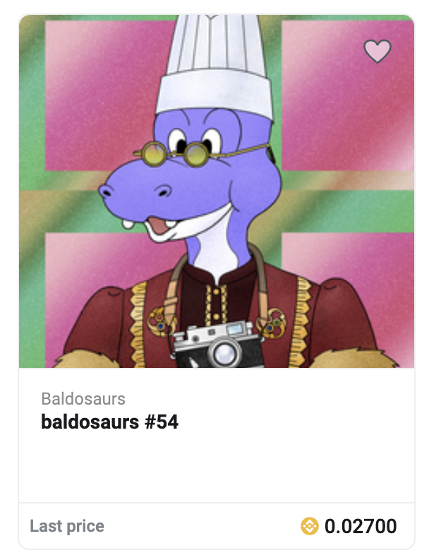 Congratulations on making your sale on cantata.io 🥳
#Baldosaurs #NFT collection no.54 has been sold at 0.027 #BNB 🔥