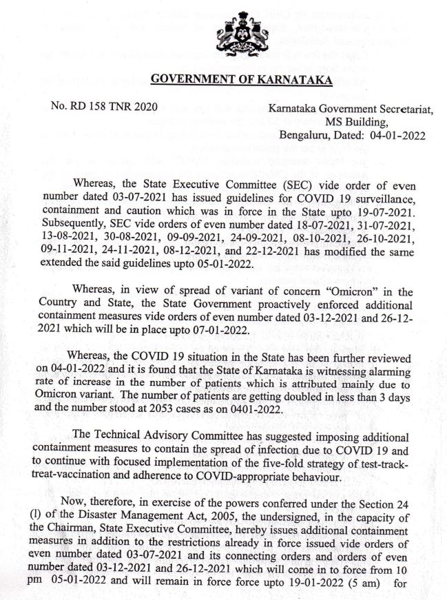 CPBlr's tweet photo. KIND ATTN📢:

In view of the rising #Omicron cases, Govt of Karnataka has imposed a Weekend Curfew (Friday 10 PM to Monday 5 AM) on each weekend till Jan 19, 2022. 

Night Curfew (10 PM to 5 AM) would also be in force on the remaining days. (1/2) https://t.co/ZZmRPNyeiz