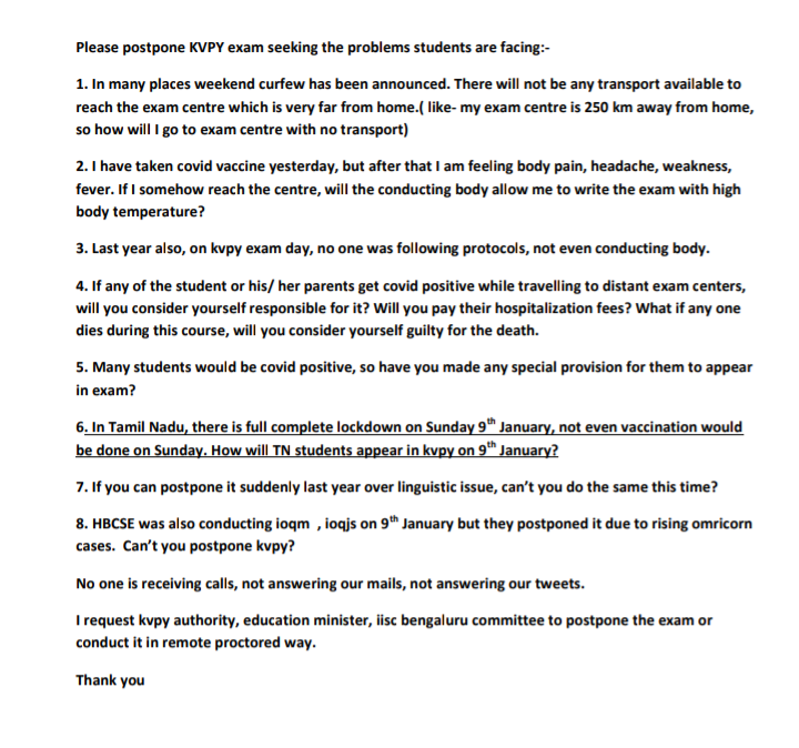 RamanRa34048152's tweet photo. #kvpy postpone it https://t.co/t28Hg8wTP0