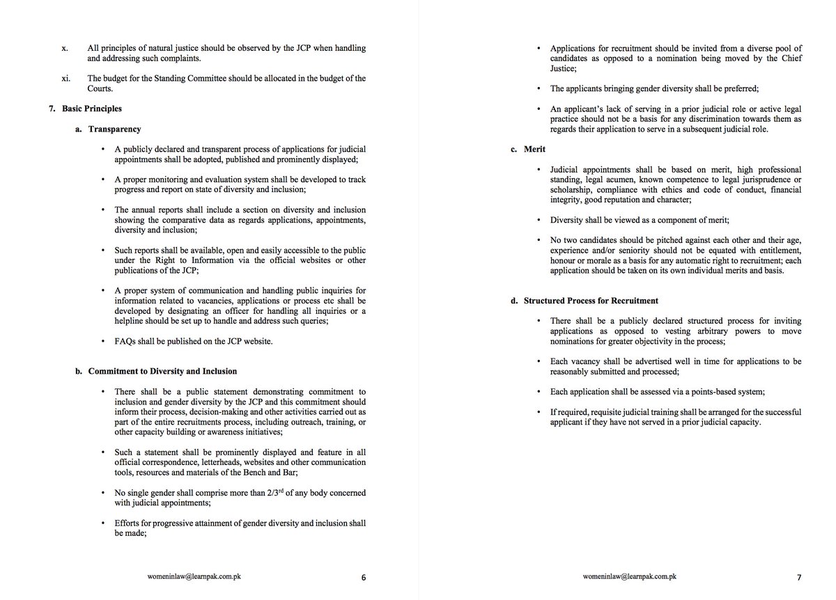 WomenInLawPk's tweet photo. Based on our consultation, the attached principles and process were proposed at the special meeting convened to discuss the Pakistan Principles of Judicial Appointments and Process. The doc is up for wider consultation and feedback here: 
https://t.co/mxD28YOl4R https://t.co/9oEYBAZr1H