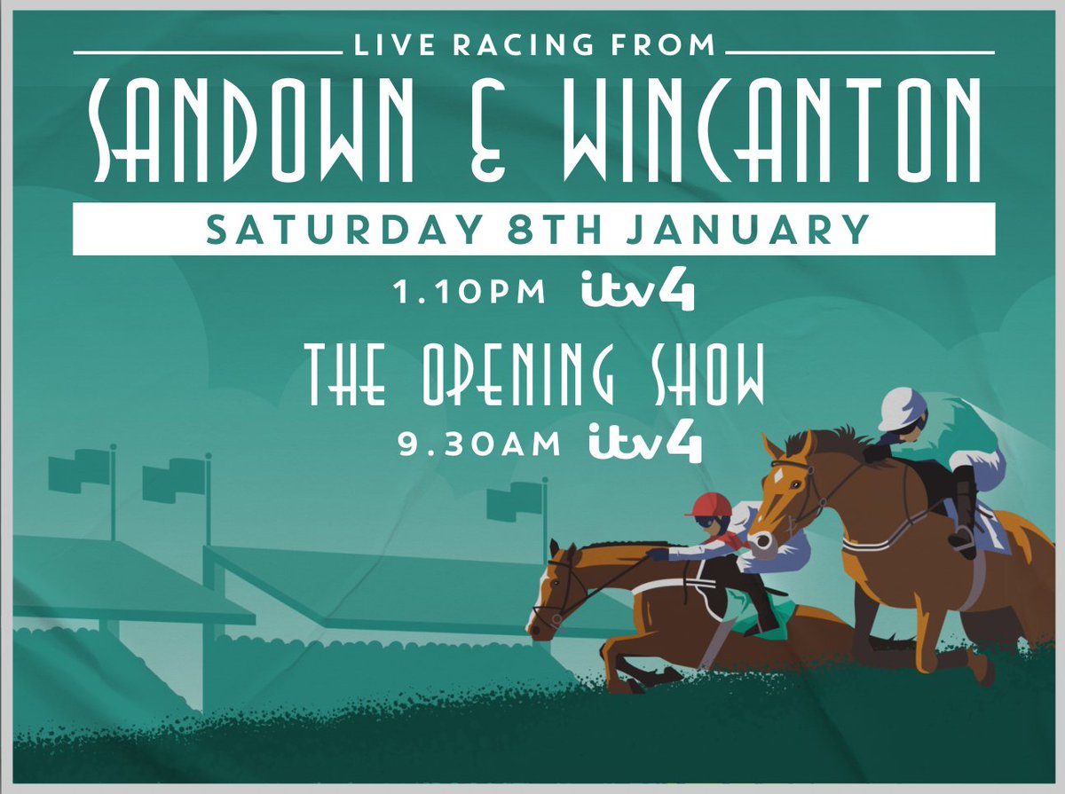 itvracing's tweet photo. Join us LIVE this weekend for action from @Sandownpark and @wincantonraces on @ITV4!

Schedule: https://t.co/Qtv0mzDdfw

📅 Saturday
🕐 1.10pm
📺 @ITV4

#itvracing https://t.co/mG45WQFo86