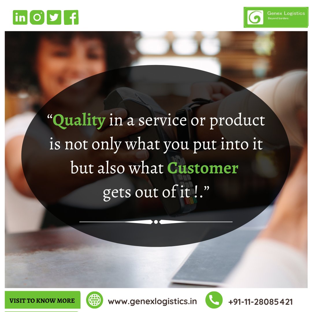 “Build your service or product keeping in mind the customer. Embed every feedback of customer to improve it further!”
#ConsumerNeeds #customer #Genexlogistics #Integrity #Innovation #Quality #Valuecreation #ProcessInnovation #Supply #Chain #3PL #transport #shipping #follow #like