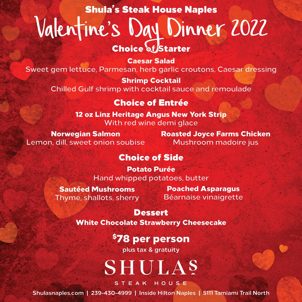 Now taking reservations for Valentine's Day 2022!