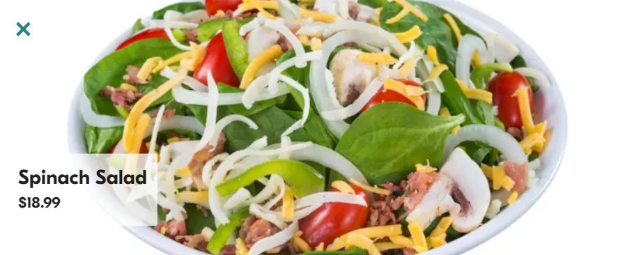 Spinach Salad
Crispy bacon, vine-ripened tomatoes, plump mushrooms, crunchy green peppers, onions and our signature gourmet cheese blend
seamless.com/menu/sarpinos-…