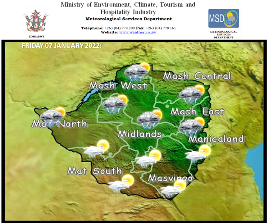 MSDZIM's tweet photo. A wet Friday as thunderstorms and rain showers are expected across much of the country https://t.co/aRTcywNmk1