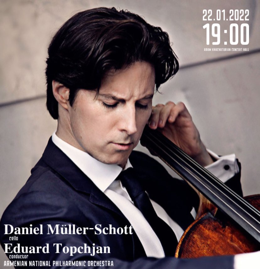 ArmPhilharmonic's tweet photo. 🎵#Daniel_Müller_Schott  appear with the Armenian National Philharmonic Orchestra on January 22 at the Aram Khachaturian Concert Hall.
🎼 Program.
𝐃𝐯𝐨𝐫𝐚𝐤: Cello Concerto
𝐃𝐯𝐨𝐫𝐚𝐤: Symphony No.8
👉🏻 Conductor: #𝗘𝗱𝘂𝗮𝗿𝗱_𝗧𝗼𝗽𝗰𝗵𝗷𝗮𝗻 https://t.co/f6XrzWzaD9