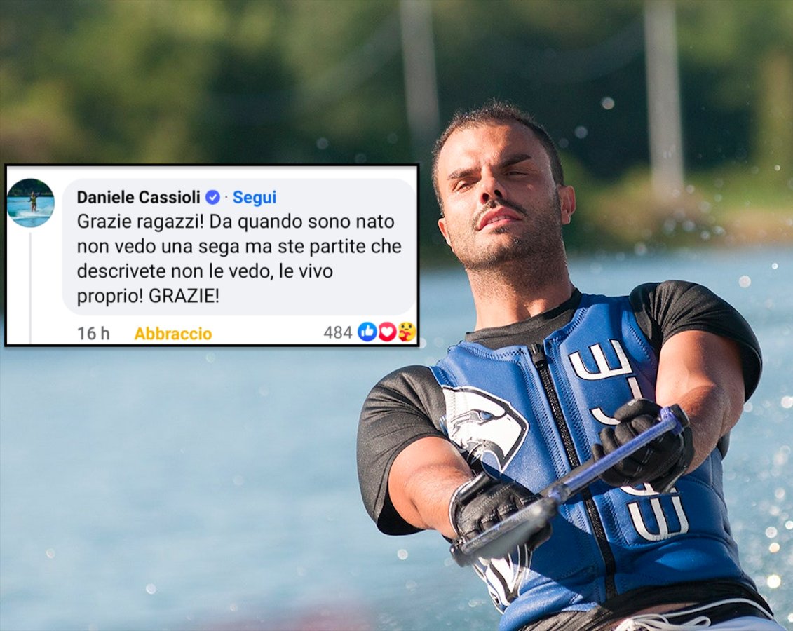 Daniele Cassioli è uno sciatore nautico: ha conquistato 25 mondiali, 25 europei e 41 italiani. È cieco dalla nascita. Un amico gli legge i post sui social. Ieri ha fatto scrivere questo sotto al riassunto di Milano-Virtus. È una delle cose più belle che ci abbiano mai scritto.