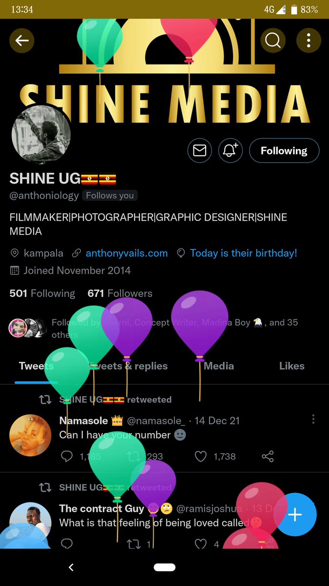 ramisjoshua's tweet photo. A brother, Film maker, photographer, Graphic designer and partner in crime was born on this date....let's all show the big guy some love..
HAPPY BIRTHDAY #shinemedia may you live long to see ur achievements come to life https://t.co/Ove8m1Hriy