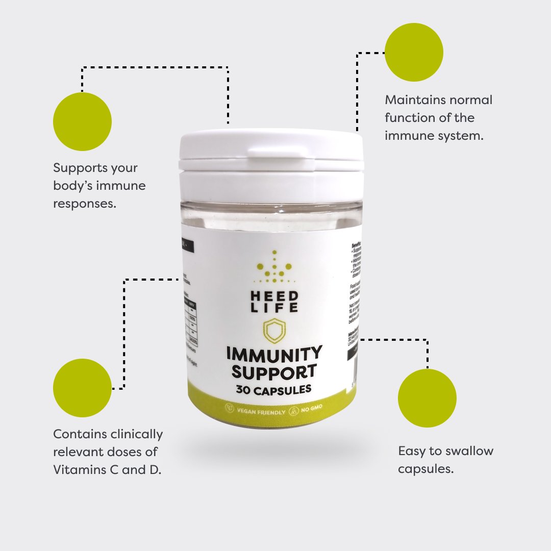 HeedLife's tweet image. A healthy immune system should be a top priority for everyone, especially at this time of year 🤧

Our Immunity Support capsules contain Vitamins C &amp;amp; D, to help keep your immune system functioning at an optimal level! 💪

Get yours here - bit.ly/3JIncOg

#ImmunitySupport