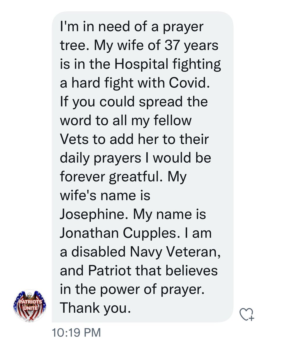 codeofvets's tweet photo. Prayer warriors. Please pray for Josephine. https://t.co/mjB4q97Gur