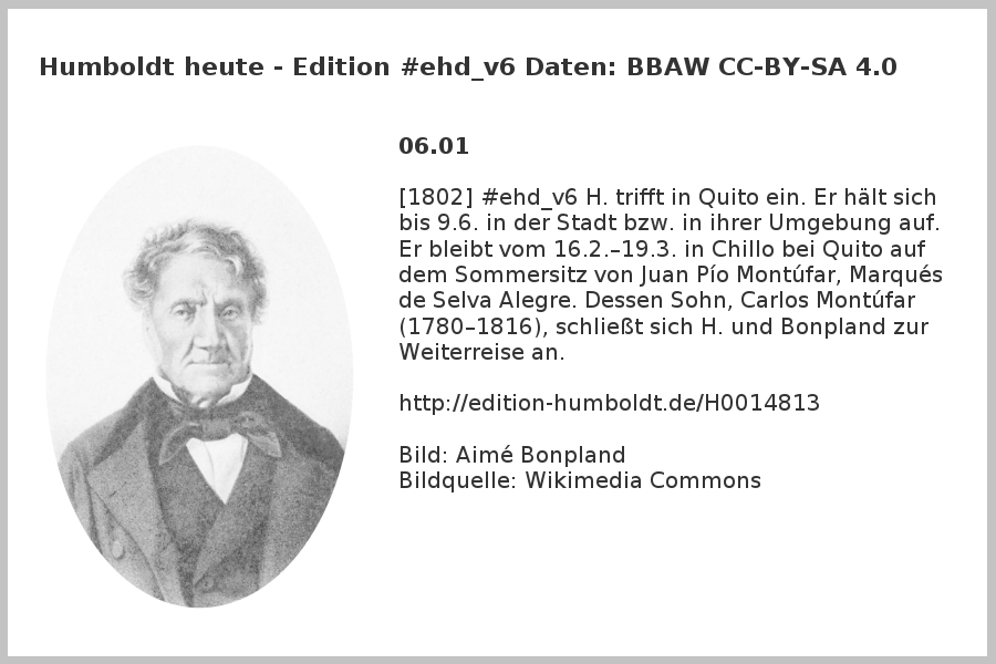 AvHChrono's tweet photo. [1802] #ehd_v6 H. trifft in Quito ein. Er hält sich bis 9.6. in der Stadt bzw. in ihrer Umgebung auf. Er bleibt vom 16.2.–19.3. in Chillo bei Quito auf dem Sommersitz von Juan Pío Montúfar, Marqués de Selva Alegre. Dessen Sohn, Carlos Montúfar (1780–181 https://t.co/Ui9A1q6Km7 https://t.co/OKlnr6vrPR