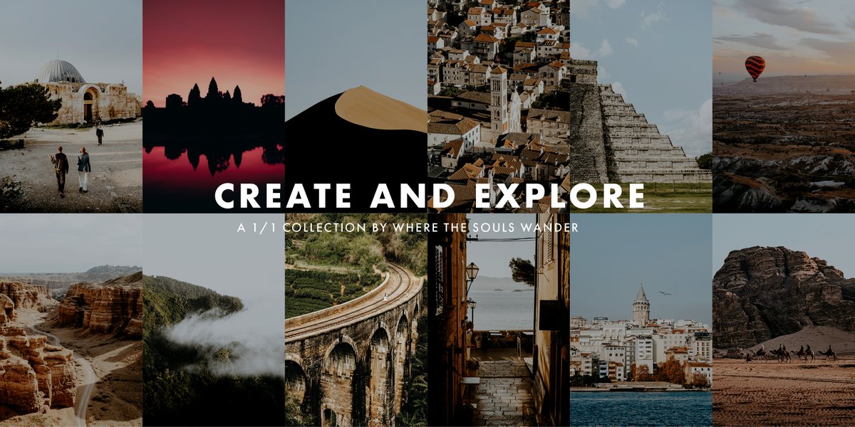 HuizingaGlenn's tweet photo. An overview of my 1/1 collection; 'CREATE AND EXPLORE' curated by Where the Souls Wander.

This collection is thoroughly curated and features 12 authentic travel photographs with a touch of minimalism.

#NFT #NFTcollectors #photography

Check it out at | https://t.co/9dOdXbtXz4 https://t.co/Sgl1nrUWdO