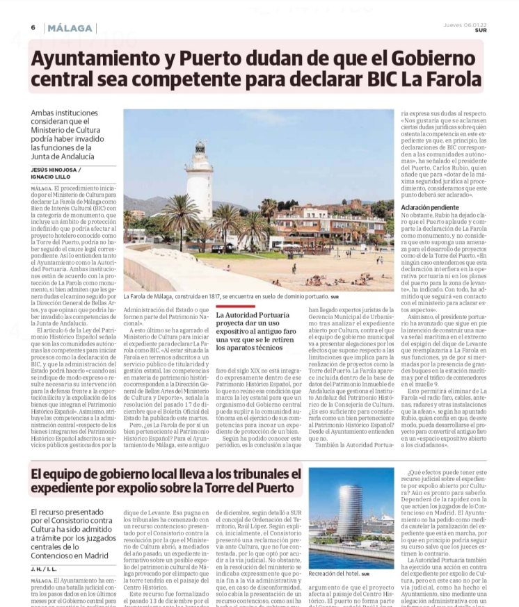 FJavier_Salas's tweet photo. El Gobierno de España defiende el patrimonio de los malagueños y las malagueñas. El Ayuntamiento del PP no sé qué intereses defiende #Quemeloexpliquen

@diariosur @malagahoy_es 
Los múltiples valores de La Farola la han convertido en BIC https://t.co/Y58ay1v1PZ  @opiniondemalaga https://t.co/1S5De5iElf