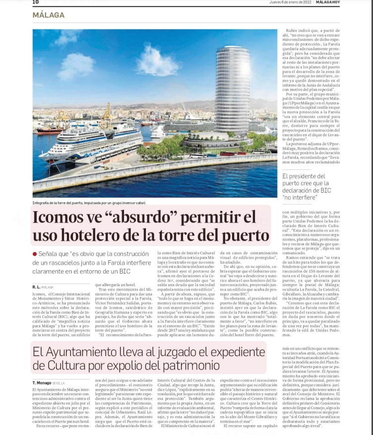 FJavier_Salas's tweet photo. El Gobierno de España defiende el patrimonio de los malagueños y las malagueñas. El Ayuntamiento del PP no sé qué intereses defiende #Quemeloexpliquen

@diariosur @malagahoy_es 
Los múltiples valores de La Farola la han convertido en BIC https://t.co/Y58ay1v1PZ  @opiniondemalaga https://t.co/1S5De5iElf