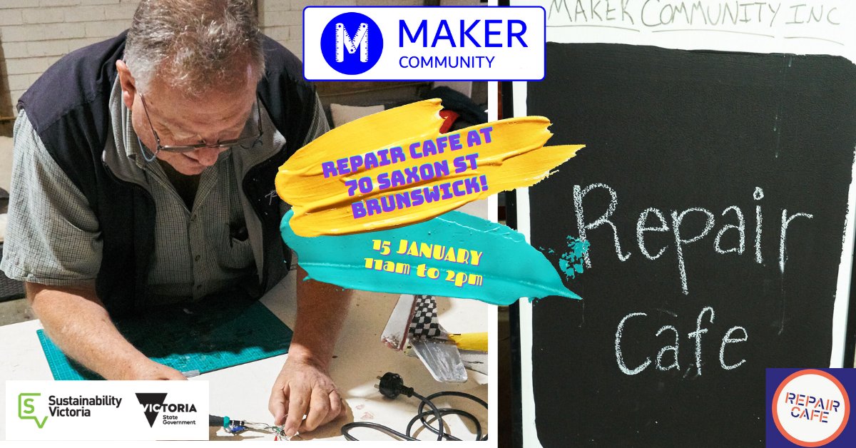 We're back again (15th Jan) for our second Repair Cafe on at our new location (Saxon St)! 

Have you got some broken parts lying around and are up for the challenge of breathing new life into them? Then look no further than Saturday's workshop 👀. 

See you there!