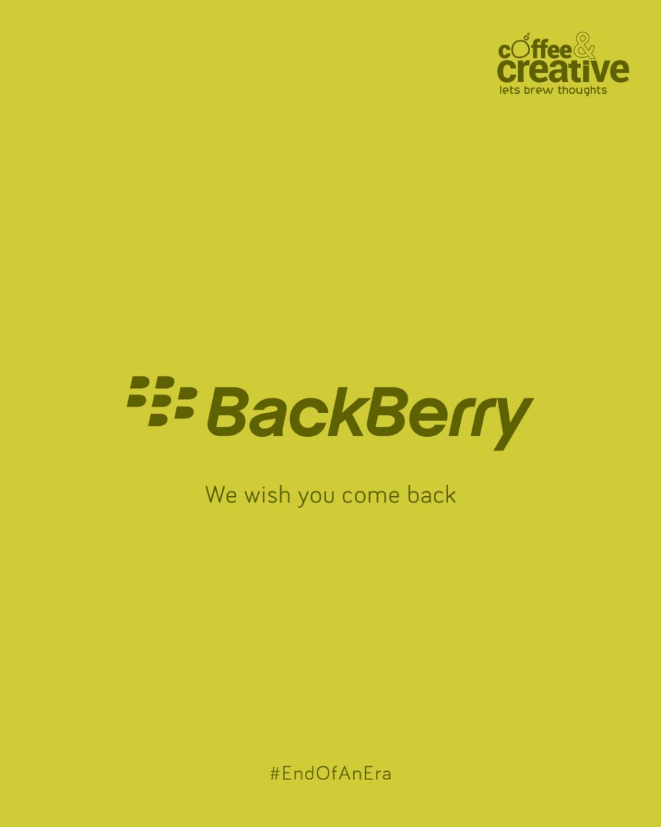 coffeeandcreat2's tweet photo. Dear Blackberry, 
You have been our childhood love. We really wish to see you again. 

Goodbye!

#EndOfAnEra #BlackBerry #RIPBlackBerry #Stepback #CoffeeAndCreative #AdvertisingAgency #Advertisement https://t.co/uSsnzMRLeS