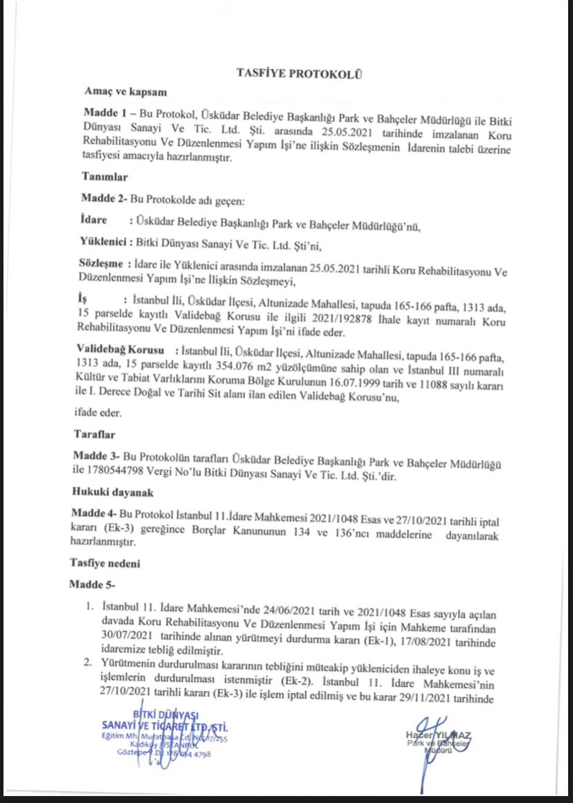 200 gün nöbet tuttuk.
Mücadele ettik.
Validebağ Korusunu talan edecek İhaleyi mahkeme kararı ile iptal ettirdik.
Mahkeme kararı sonrasında Üsküdar Belediyesi nin ihale protokolünü de feshetmek zorunda bıraktık.
Validebağ, korudur, Koru KALDI!!!