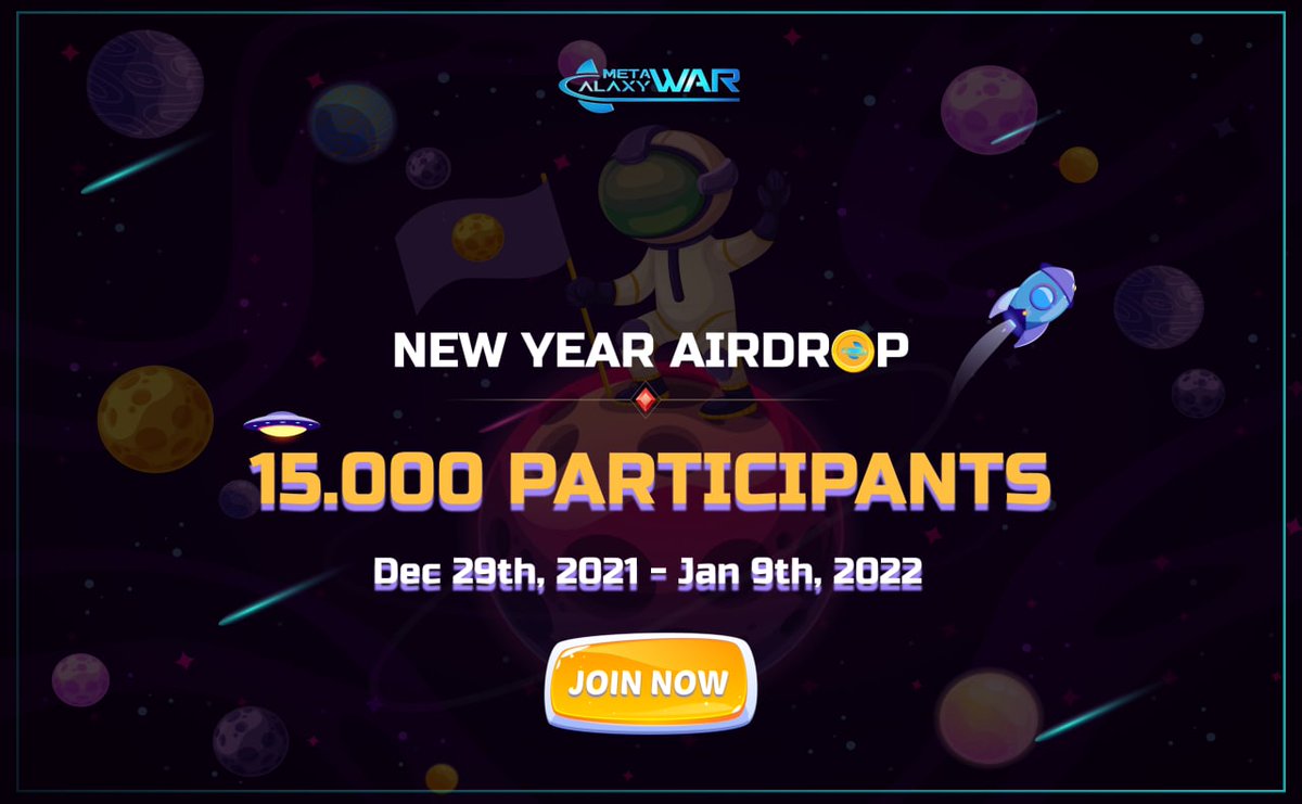 🎉 NUMBER DON'T LIE | REACHING MILESTONES OF OVER 15.000 PARTICIPANTS IN NEW YEAR AIRDROP! 

👉 Join and win now via:  t.me/meta_galaxy_wa…

#BSC #BinanceSmartChain #PlayToEarn #METAGALAXYWAR #METAGA