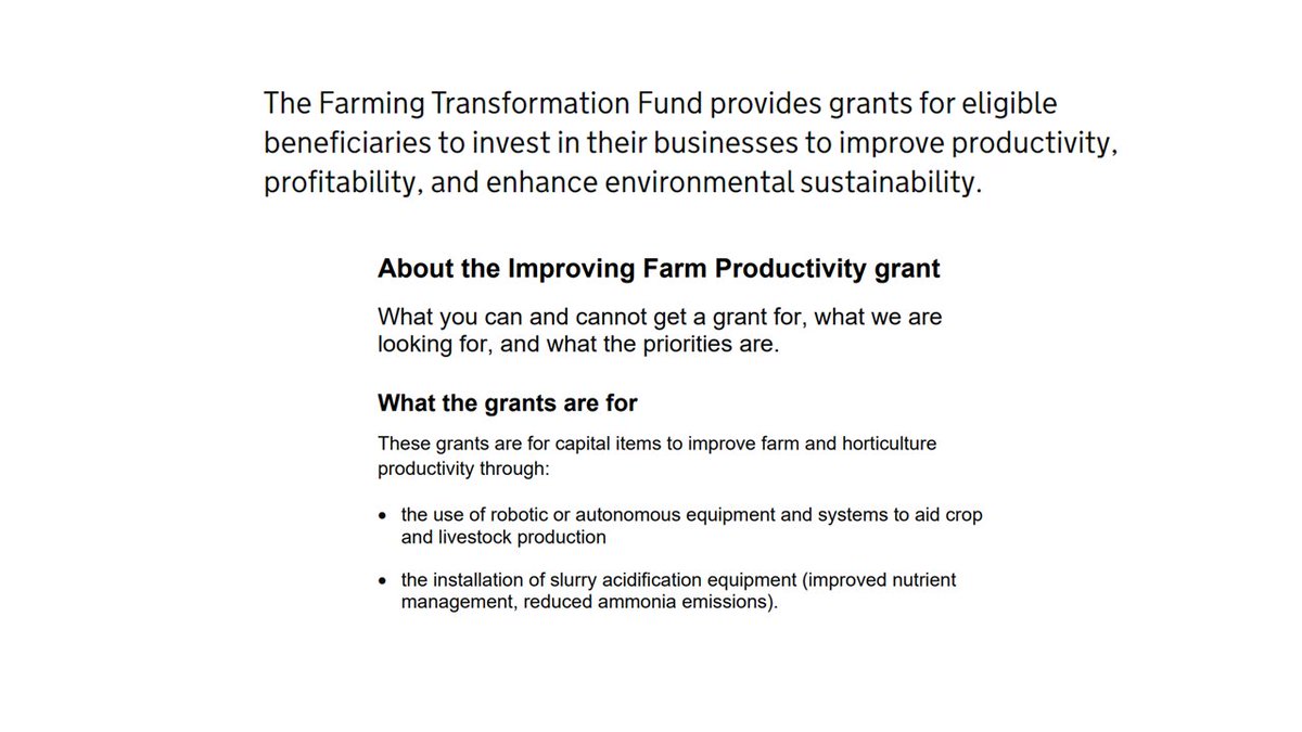 Applications for <a href="/DefraGovUK/">Defra UK</a> Farming Transformation Fund Improving Farm Productivity grant open soon. Important opportunity for #farming to access new #agritech &amp; embrace #innovation to improve productivity, profitability &amp; environmental sustainability

👉 bit.ly/3qT8OKv
