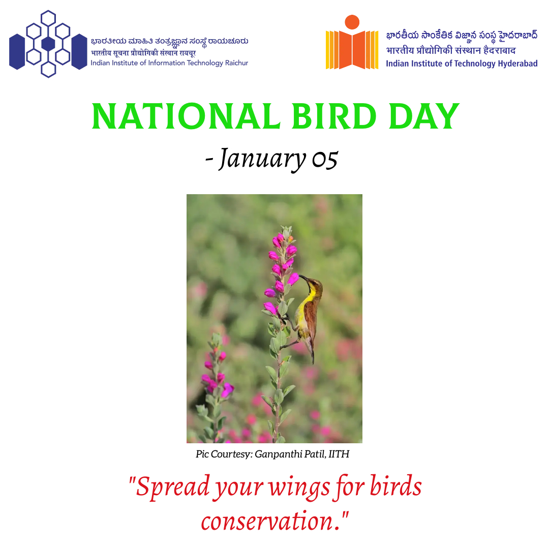 This National Bird Day, <a href="/IITHyderabad/">IIT Hyderabad</a> and <a href="/IIITRaichur/">IIIT Raichur</a> urge everyone to inculcate a tolerant and coexistent attitude towards the graceful creatures, the creatures that leave us mesmerized with their beauty and magnificence.

#NationalBirdDay
#IncredibleIndia #birdphotography