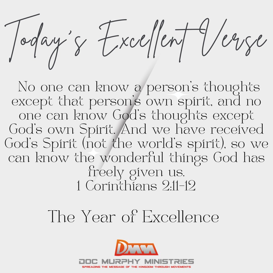 pastordoc's tweet photo. No one can know a person’s thoughts except that person’s own spirit, and no one can know God’s thoughts except God’s own Spirit. And we have received God’s Spirit (not the world’s spirit), so we can know the wonderful things God has freely given us.
1 Cor 2:11-12 https://t.co/BRmPCeYvGn