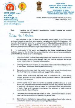 goa_voice's tweet photo. Centre writes to states to ensure setting up of district, sub-district #control rooms for #COVID management with adequate staff, doctors, infrastructure, monitoring of beds availability, making outbound calls to patients in home isolation.

#MaskUpGoa #Omicronindia https://t.co/Pqn9v0KY5M