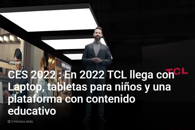 IsaacRamirez's tweet photo. New Post: CES 2022 : En 2022 TCL llega con Laptop, tabletas para niΓ±os y una plataforma con contenido educativo
https://t.co/urrkRi0hCE
#CES2022 #TCLCES https://t.co/oTa7GBAHbW