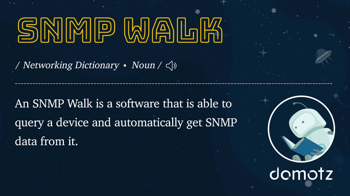 domotz's tweet image. This week on the #Domotz #networkingdictionary is #SNMP Walk!
This SNMP command is normally used to execute subsequent SNMP requests (usually GETNEXT for each OID) without the need to enter unique commands for each OID, to extract useful information or nodes within a MIB subtree.