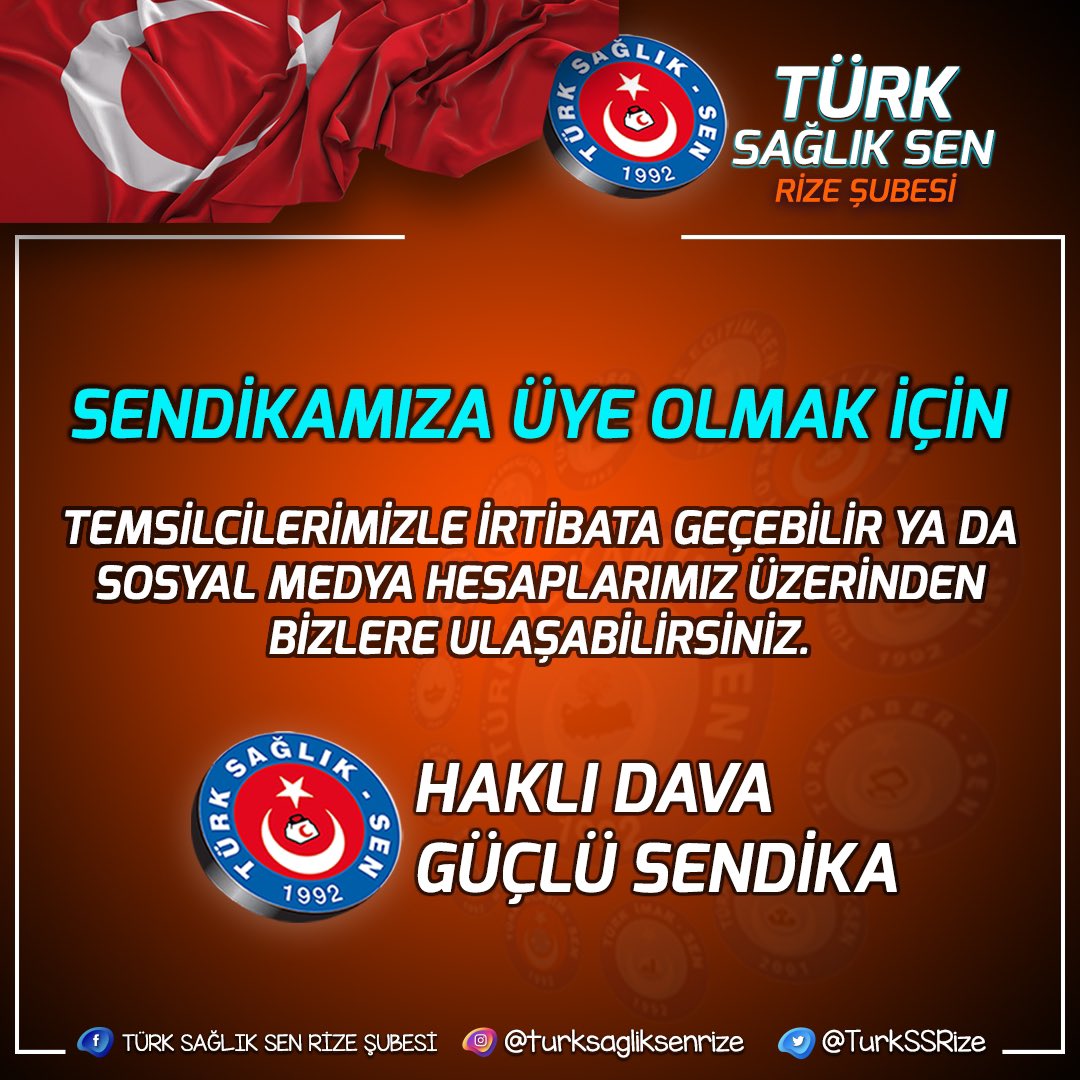 TurkSSRize's tweet image. Sendikamıza üye olmak isterseniz temsilcilerimizle yada sosyal medya hesaplarımız üzerinden bizimle iletişime geçebilirsiniz.
@ysrtrt @atas_agun @Narkozitor25 @resulkirboz