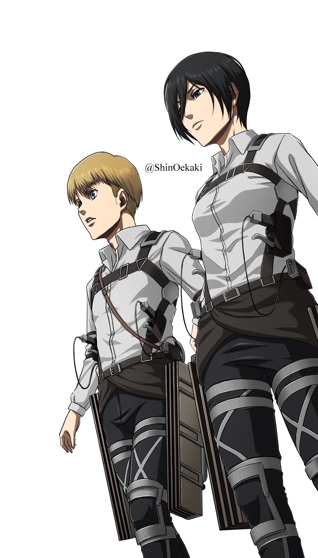 SHINちゃま on X: 「進撃の巨人attack on titan」 ミカサ、アルミンのイラストです。  t.cobgyg6AlCaR  X