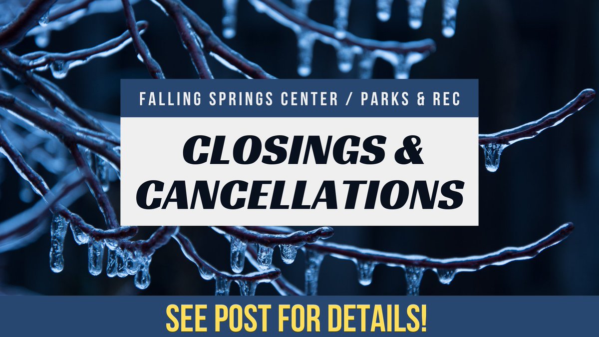 VWCParksRec's tweet image. Due to the winter storm, Falling Springs / Versailles -Woodford Parks &amp;amp; Rec will be closing at 4 PM today (Thursday, January 6).