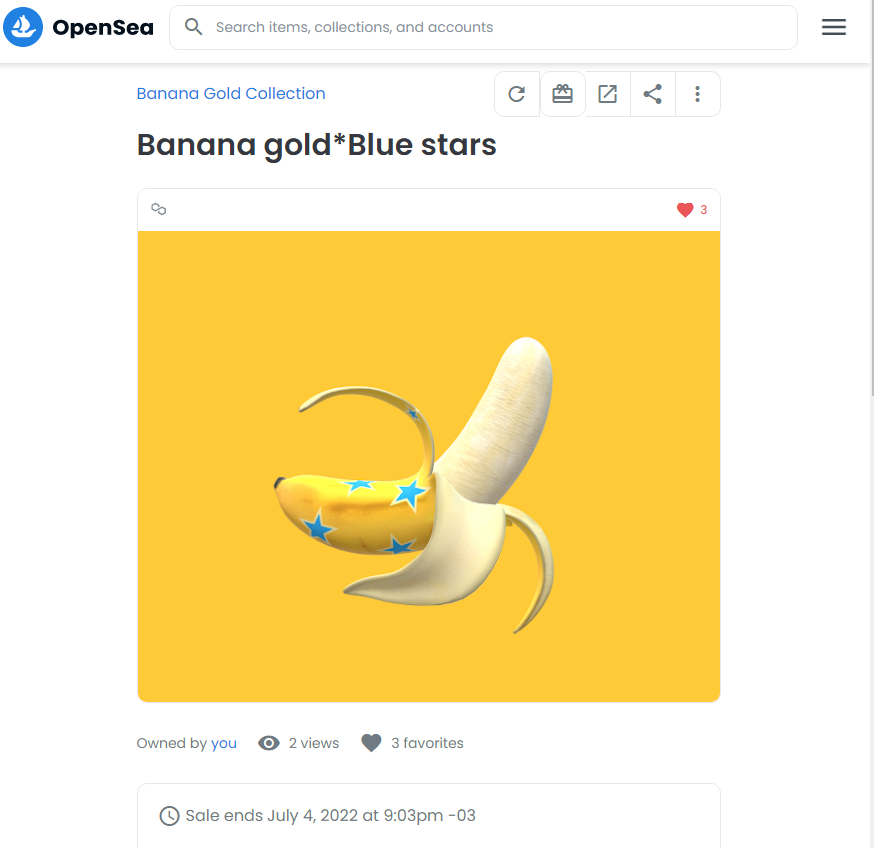 BananagoldNFT's tweet photo. The banana Gold*Blue Stars 🤩🍌
Available right now !!
One of the most beaultiful Apenanas 
https://t.co/B303rgZVni
#Unique #nft #crypto #banana #ape #bored #opensea https://t.co/UsgX1Ke8NY