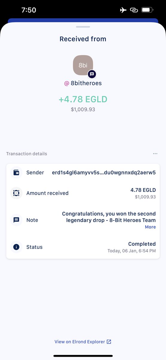 Alandahdal's tweet image. Won my first giveaway!!🎖💵
Thanks to my 8-bit hero #25 and the @8BitHeroes_NFT team. #NFT #8bitheroes #ElrondNFTs #EGLD