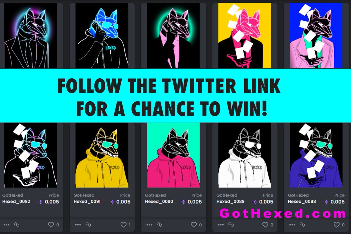 Giving away a free Hexed NFT from the original artist. Retweet this for a chance to win and comment with your ethereum wallet address. Winner picked at random on 1/10 by the original artist. Good luck and have fun. 😊

#NFT #crypto #ethereum #giveaway