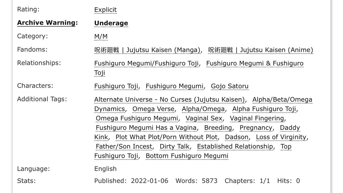 tojifuckgumi's tweet photo. I made another tojigumi fanfic in ao3, if you have sometime please read it. 

Dream family

tgjm au, omega megumi, alpha toji

#tojigumi #tojigumiau 

 https://t.co/78FC1XI4dK https://t.co/2M3LJ0cy9Y