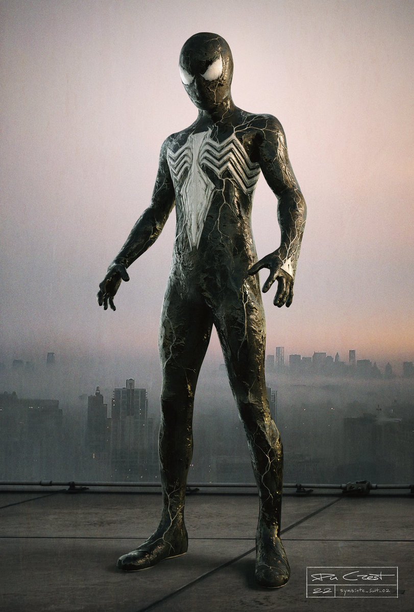 ThomasduCrest's tweet photo. The people have spoken! I changed the eyes for something more Symbiotic 😄
I also uploaded the images in 4K on my Artstation (link in bio), check that out!

#spiderman #nowayhome #venom #darksuit #symbiote #tomholland #conceptart #spiderman4 #artistoninstagram #characterdesign https://t.co/ezVfMr4i7L
