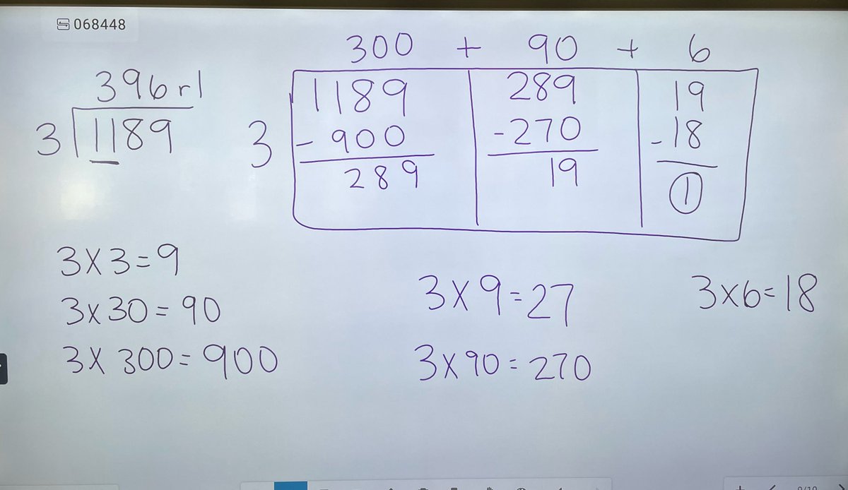 MathCoachGedmin's tweet image. Loved 😍 watching Mrs. Gomez at @AOMarshallD86 take a problem from the textbook 📗 and turn it into a lesson on using the area model for division ➗ while at the same time applying the 4th grade 10 times greater standard!! #D86Math