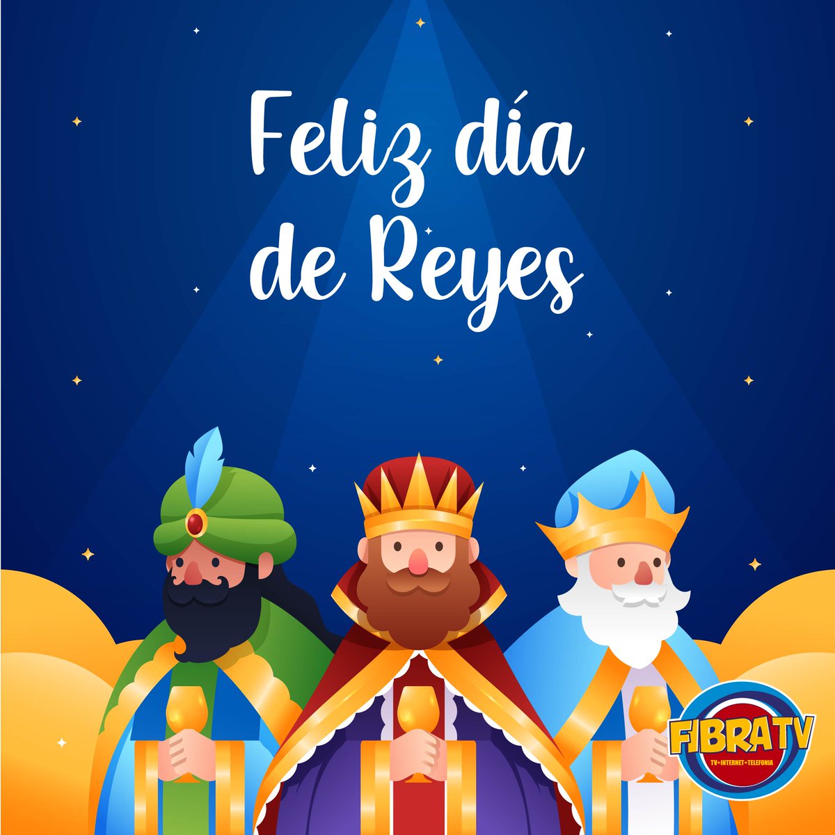 fibratv's tweet photo. 🌟 Los Reyes Magos, desde muy lejos, guiados por la estrella de Belén ✨ llegaron a darte tres regalos, #FelizDiaDeReyes 🌟

#FIBRATV #DiaDeReyes #Telecomunicaciones #EmpresaSANJUANENSE https://t.co/f2ItpIe0jy