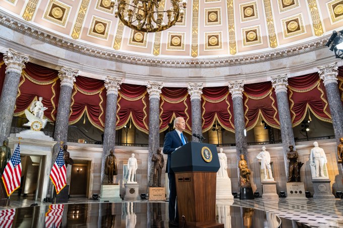 President Biden speaks at the U.S. Capitol to mark one year since January 6