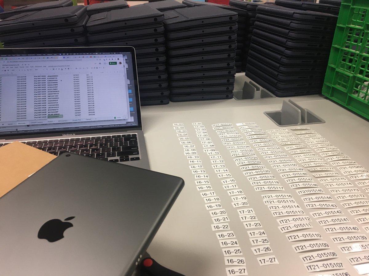 DeVargasSchool's tweet photo. Preparing new classroom iPads. #dvlions https://t.co/3Gkjdg9sx9