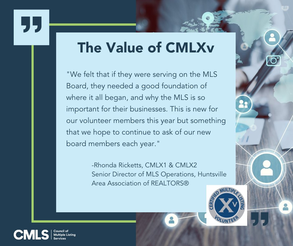 councilofmls's tweet photo. Thank you @HAARhsv for enrolling your entire MLS board in CMLXv! #cmlx #mlsprofessional #neverstoplearning
CMLXv is self-paced, online learning specific for volunteer leaders who want to deepen their industry knowledge. Learn more @ https://t.co/Jh5OpuTO8d https://t.co/FhjOKorQCC